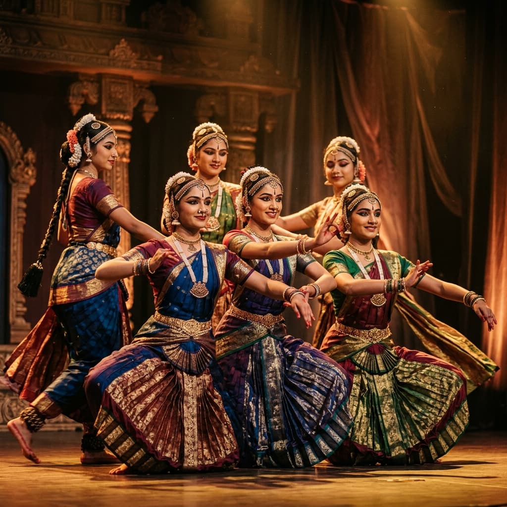 Bharathanatyam Dancers Dancing